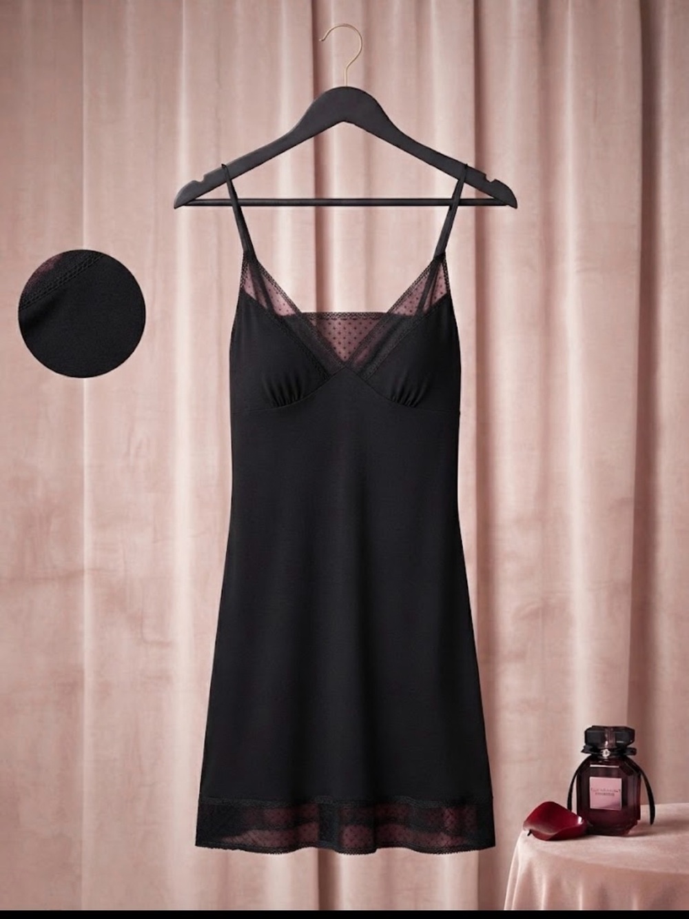Victoria's Secret Black Lace-Trim Slip